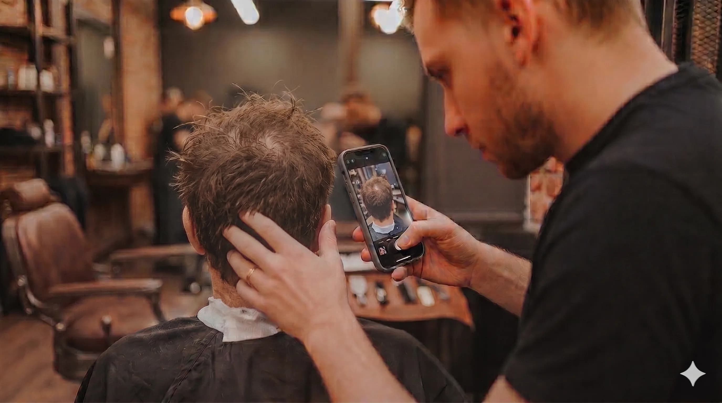 Barber with client